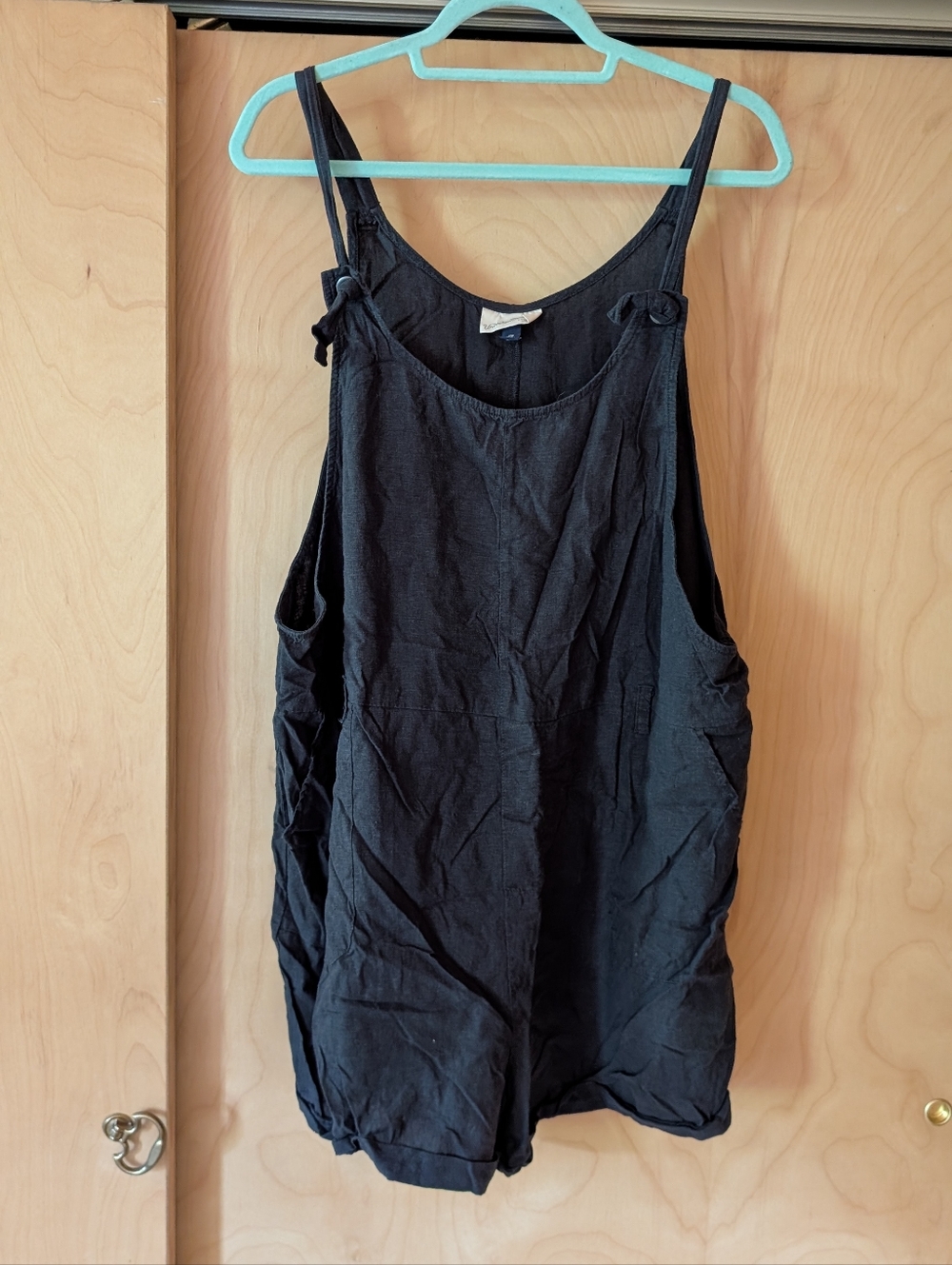 Universal Thread Black Linen Tie-Shoulder Tank Romper